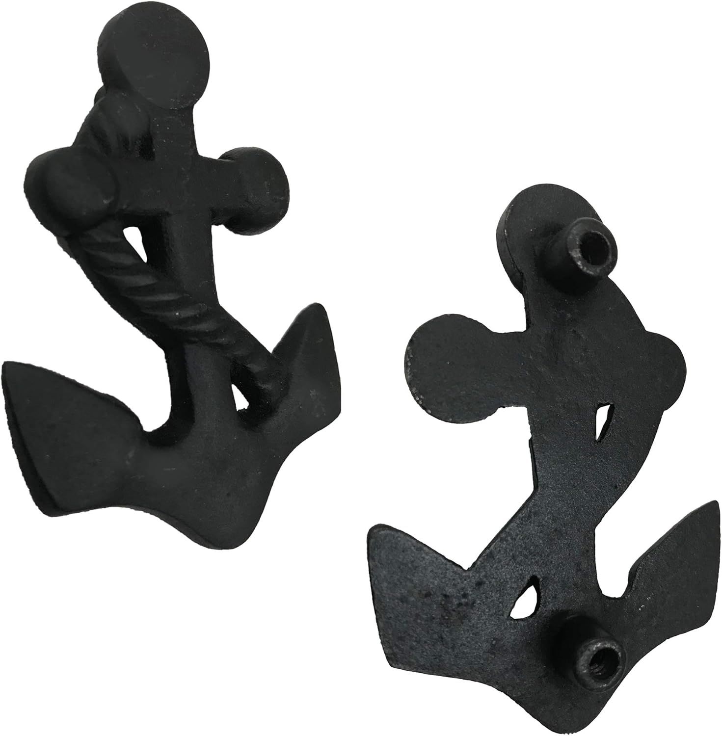 (2) 3"- Anchor - BB-349 - Cabinet Knob Handle - For Gate, Drawer, Closet, Cabinet, Dresser - Black Wrought Iron Finish - BB-349 (2)