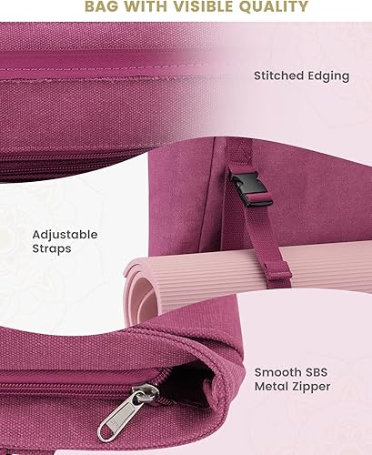 Miniatura 4 de Gonex Bolsa para esterilla de yoga, bolsa de gimnasio con múltiples bolsillos para mujeres y hombres, lona para esterilla de yoga fácil de llevar