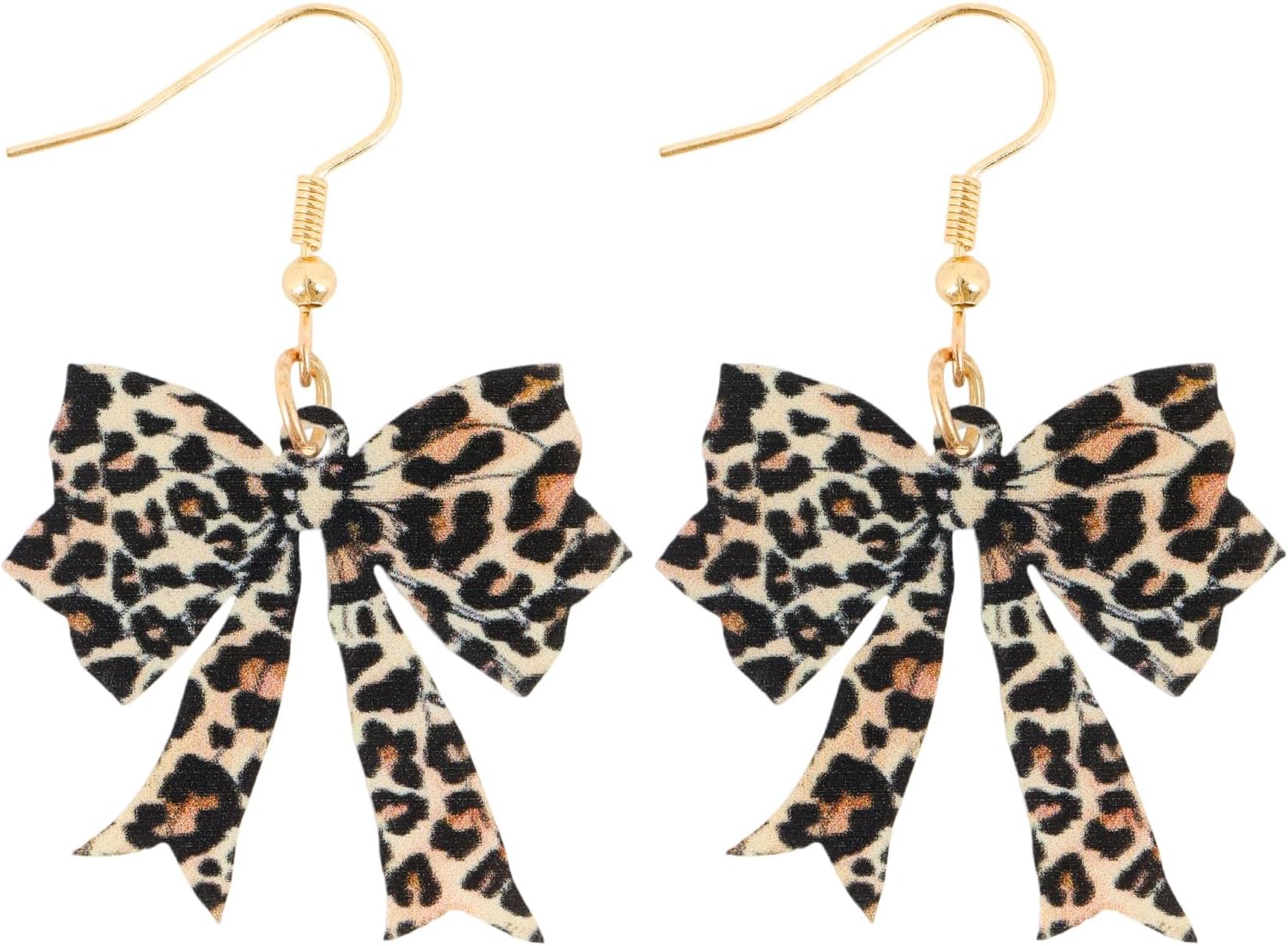 Leopard Print Bow Earrings for Women, Cheetah Dangling Earring Leopard Bow Fashion Jewelry Accessories for Party Daily Outfits Christmas Stocking Gifts