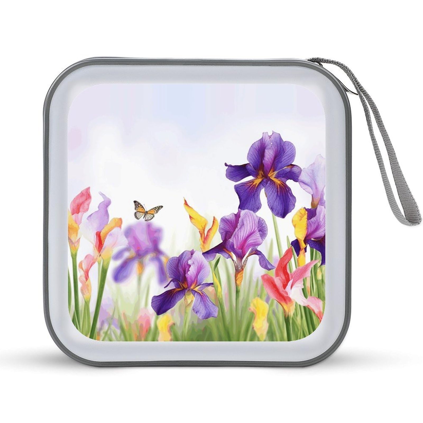 VstaDank - 40 Capacity Iris Butterfly CD Case with Zipper Disc Storage Organizer, Portable CD Organizer, Hard Plastic Storage, Organizer