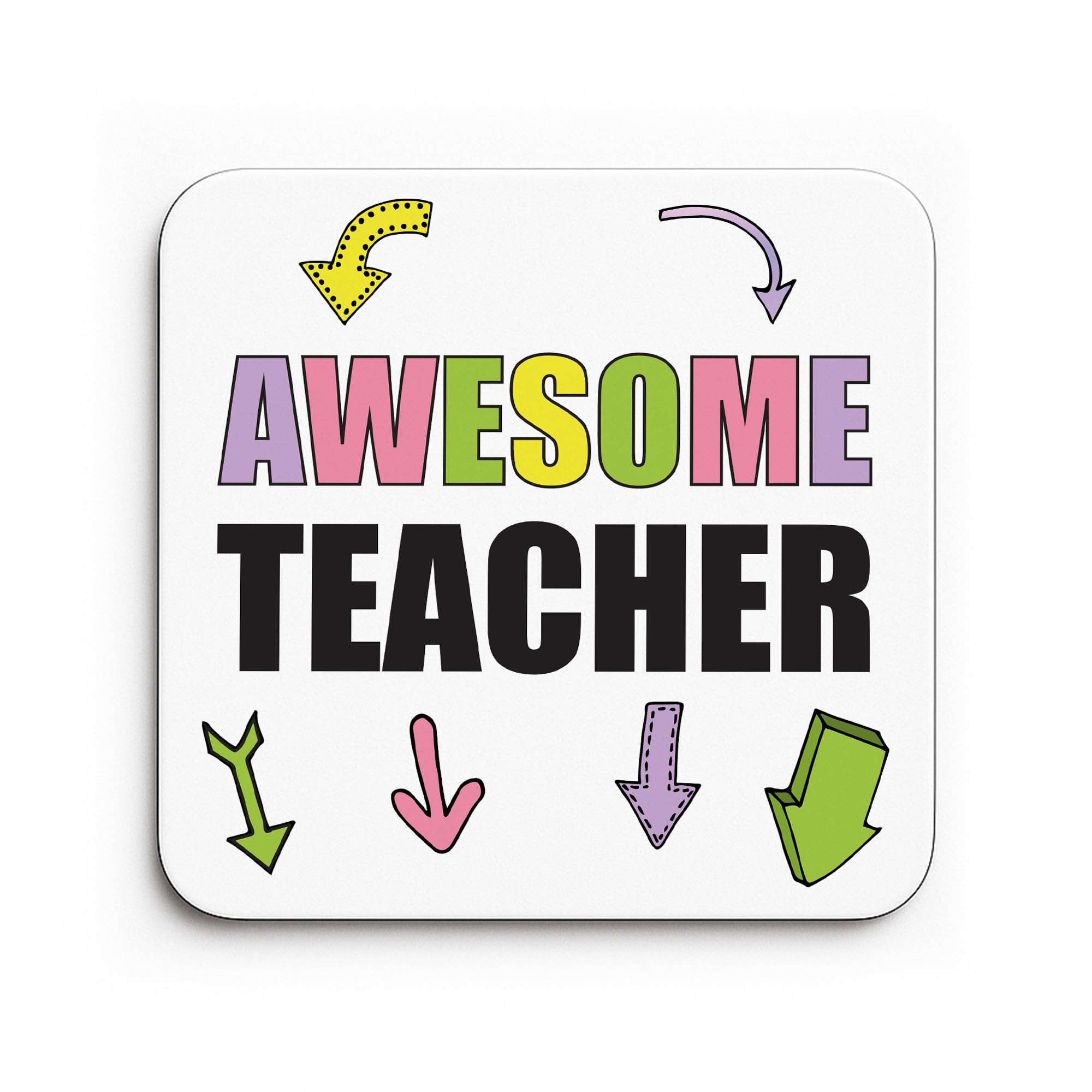 Red Ocean Gift For Teacher AWESOME TEACHER Coaster Appreciation Gift To Say Thank You For Women Novelty Leaving Keepsake