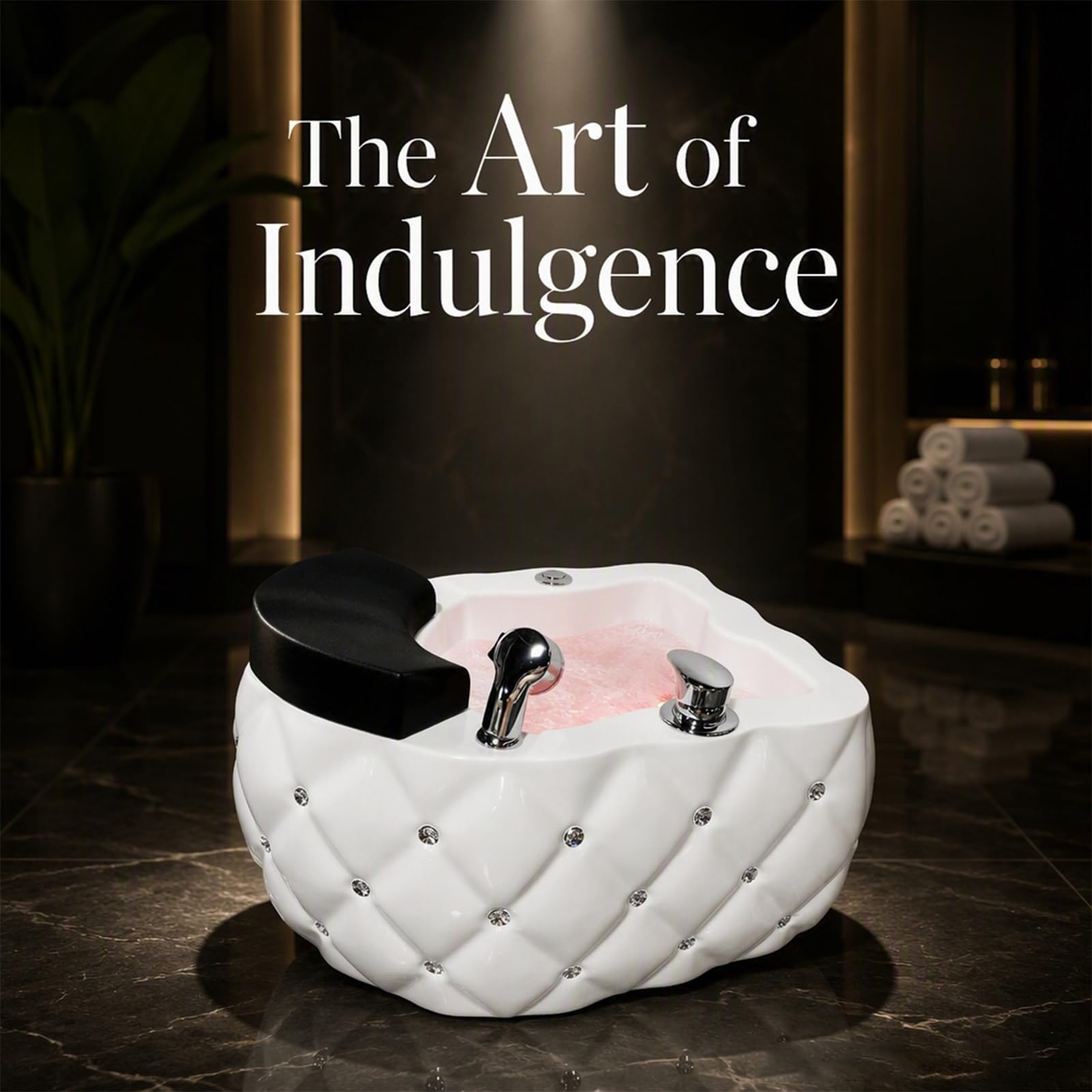 Pediluvio Spa for Pedicure, Design Senza Tubi con Luce LED Colorata | Aspetto In Rilievo Con Diamante Acrilico, Design Del Funzionamento Pulsante Touch Control(White)