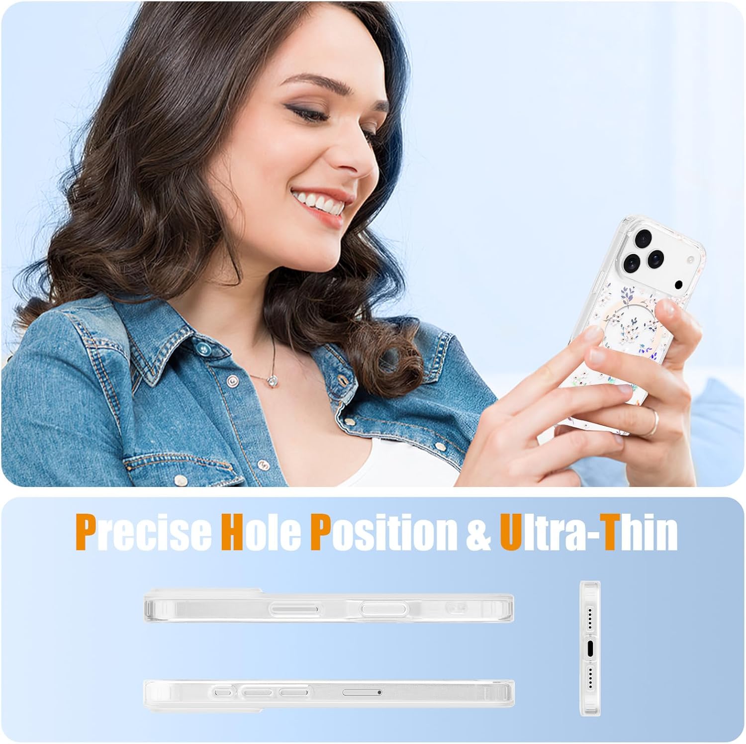 Magnetic for iPhone 17 Pro Max Case Floral, Cute Luxury Clear Flower Cover for Women Girls Soft Elegant Plating [Compatible with Magsafe] Protective Phone Case for iPhone 17 Pro Max, Geranium - Image 5