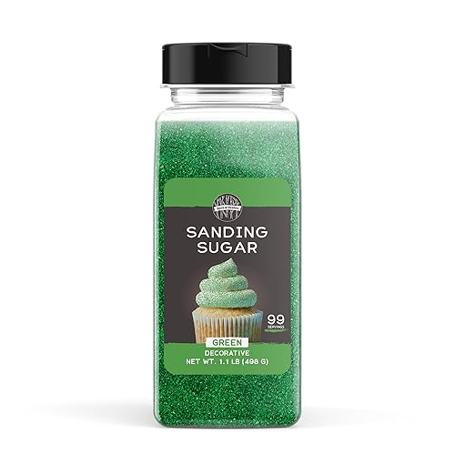 Birch & Meadow Azúcar de lijado, verde, 1.1 lb. Cristales de azúcar coloridos para hornear festivos