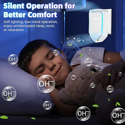 Miniatura 5 de Purificador de aire enchufable, ionizador de aire para el hogar, ambientador silencioso para cocina, dormitorio, oficina, mini limpiador de aire