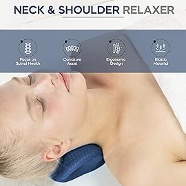 iBYWM Neck Stretcher & Posture Corrector for Women and Men, Cervical Traction for Spine Alignment, Adjustable Upper Back Brace & Elastic Support for Shoulder Back Pain Relief (Dark Blue)
