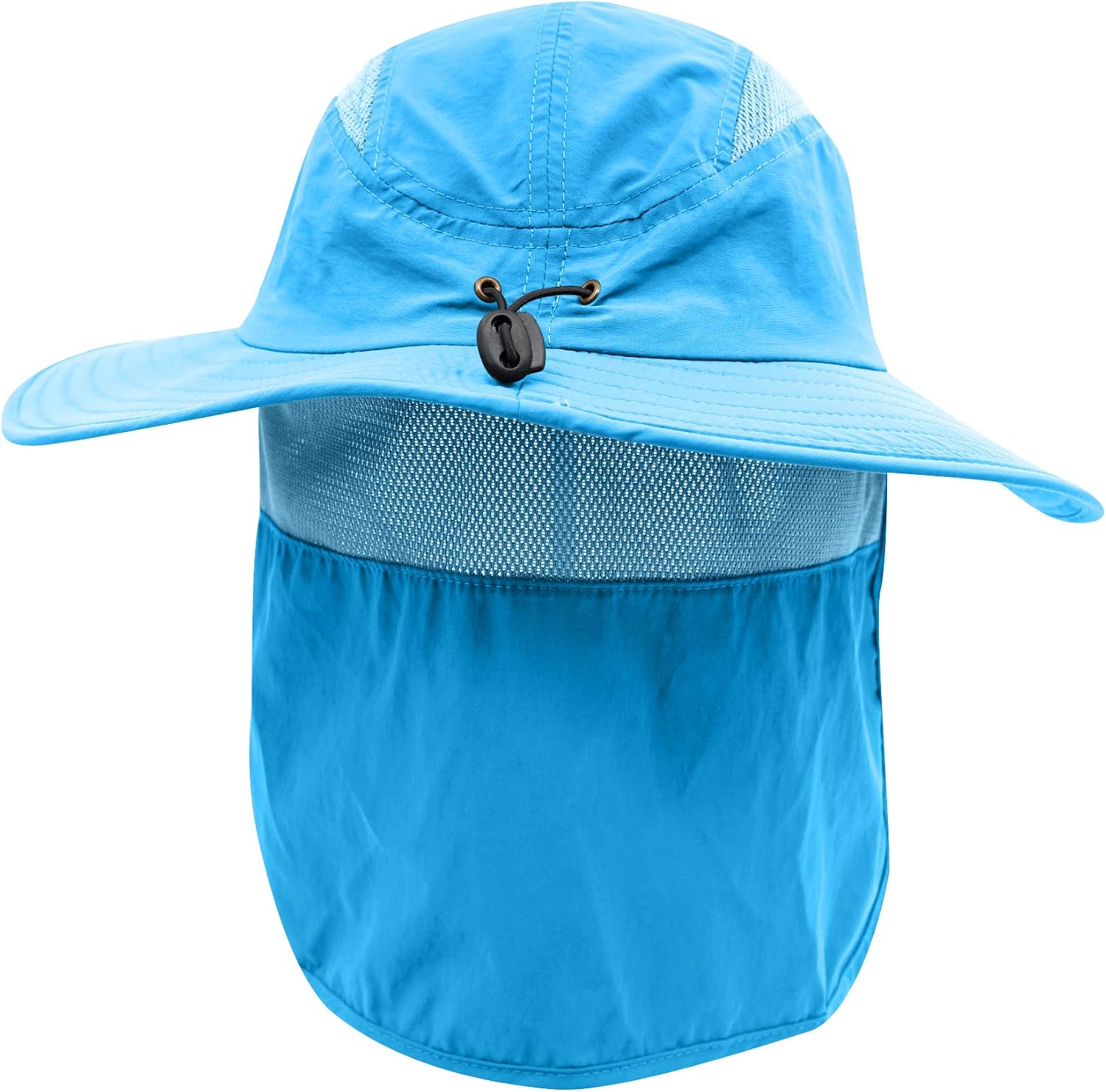 Decentron Adult UPF 50+ Sun Protection Cap Wide Brim Fishing Hat with Neck Flap (Aqua Blue) - Image 3