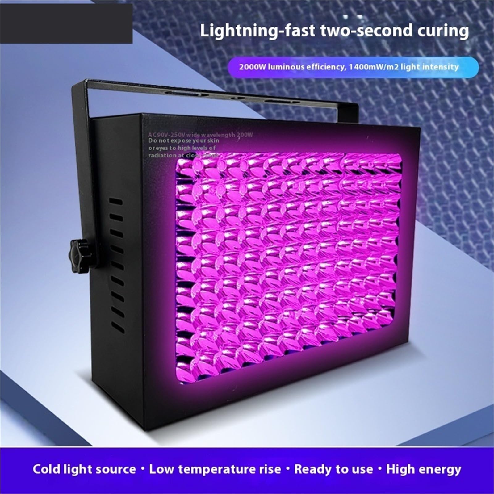 Lampa utwardzająca UV LED Lampa UV LED (365-405 nm) do klejów, tuszy, żywic i szybkiego utwardzania przy chłodzeniu powietrzem(160W-405nm)