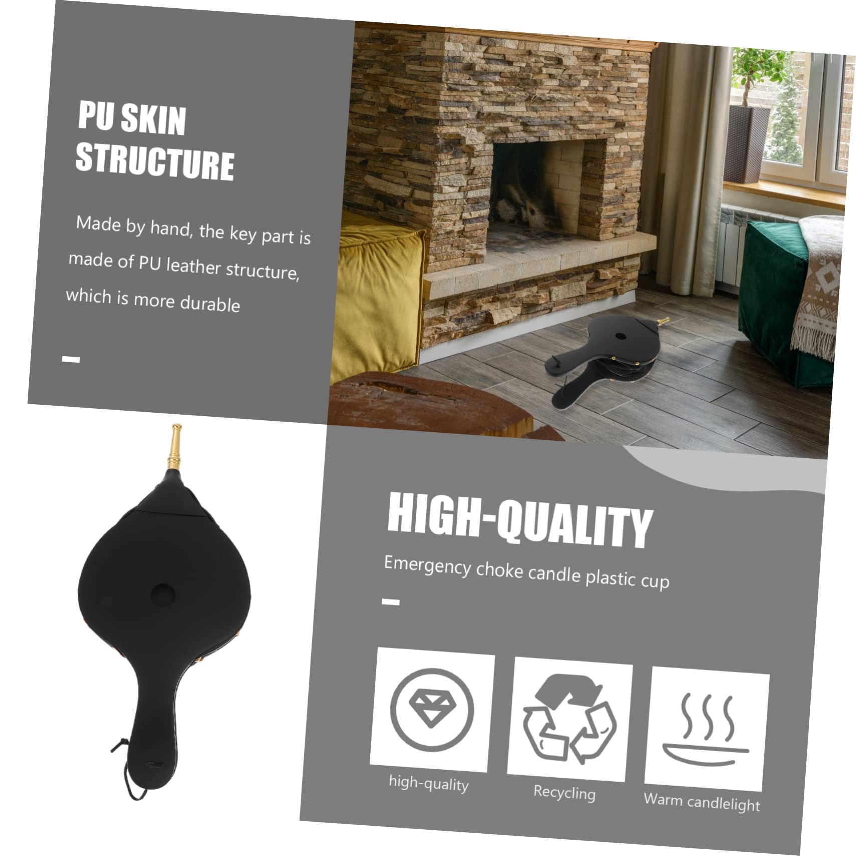 Mantice 1 Pezzo Manuale per Stufa e Barbecue in Legno Nero | Ventilatore per Griglia All'aperto, Leggero e Portatile, Uso da Campeggio, Installazione Semplice