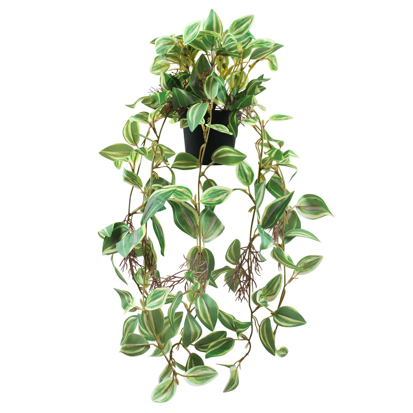 Vnezakl Artificial Hanging Ivy Plants Realistic 3D Watermelon Texture Faux Peperomia Leaves Fake Potting Vine Green Plants for Indoor Outdoor Home