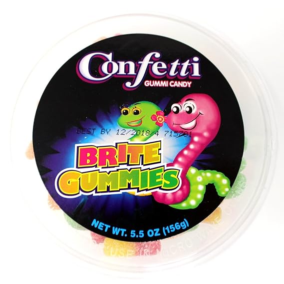 Confetti Gummi Candy Variety Pack - Strawberry Kiss | Brite Sour Worm Gummies | Shark (3 tubs of Gummies - 1 of each)