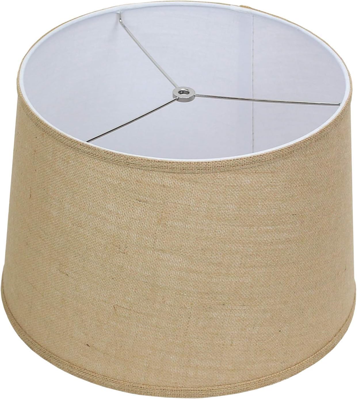 FenchelShades.com Lampshade 14" Top Diameter x 16" Bottom Diameter x 11" Slant Height Fabric Drum Lampshade Spider Attachment (Burlap Natural)