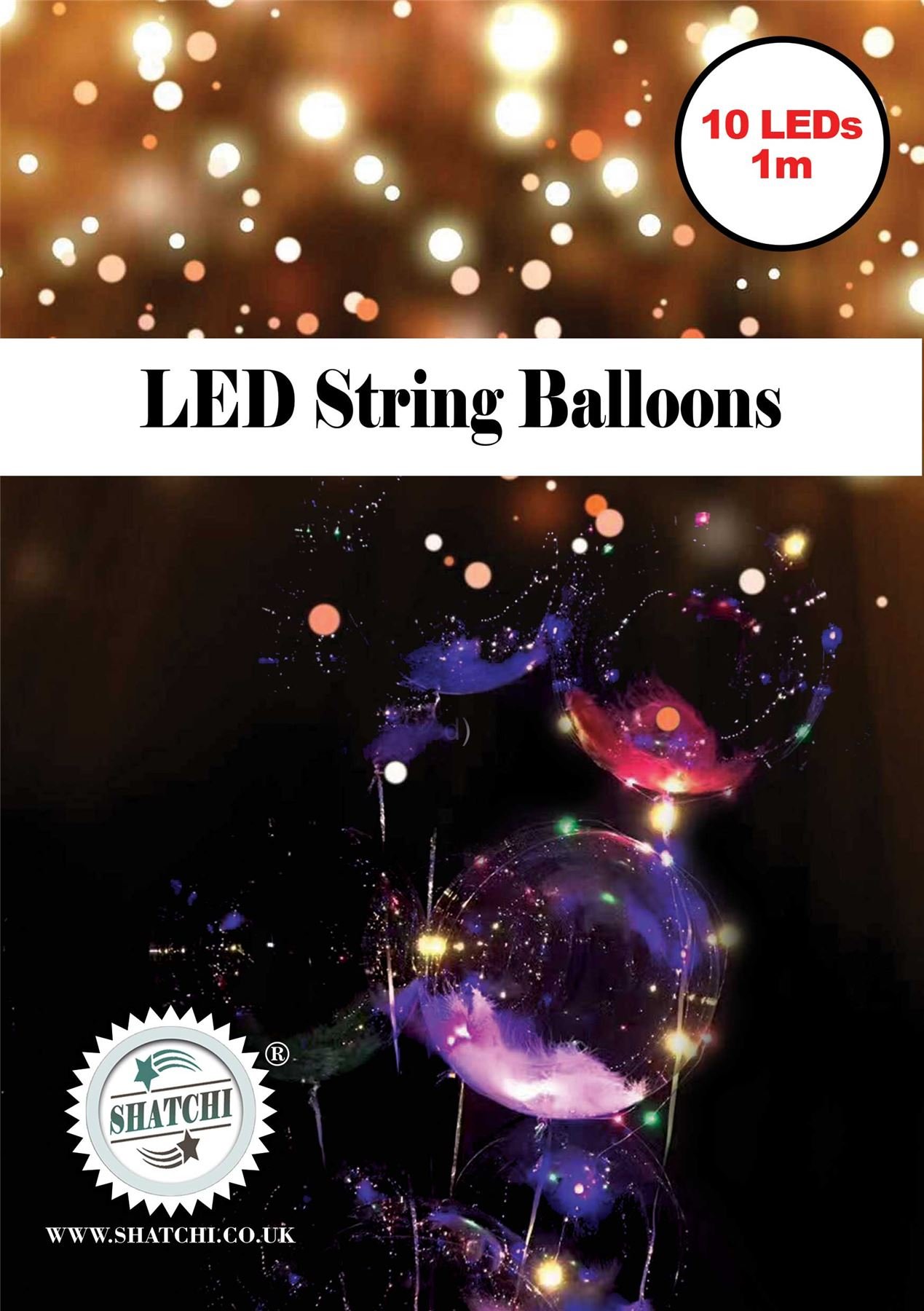 Shatchi Pre-Lit Multi Light Up Decoration Bubble Party Birthday Latex Transparent Balloons with 3m LED Strip for Wedding, Carnival Fun Bar