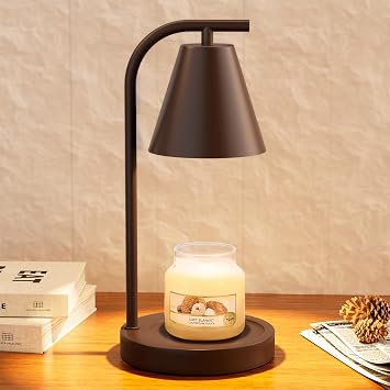 Candle Warmer Lamp with Timer - Electric Wax Melter for Jar Candles with 2 Bulbs, Flameless Scented Candle Warmer for New Home, Creates Cozy Ambiance, Modern House Warming Gift for Women Brown
