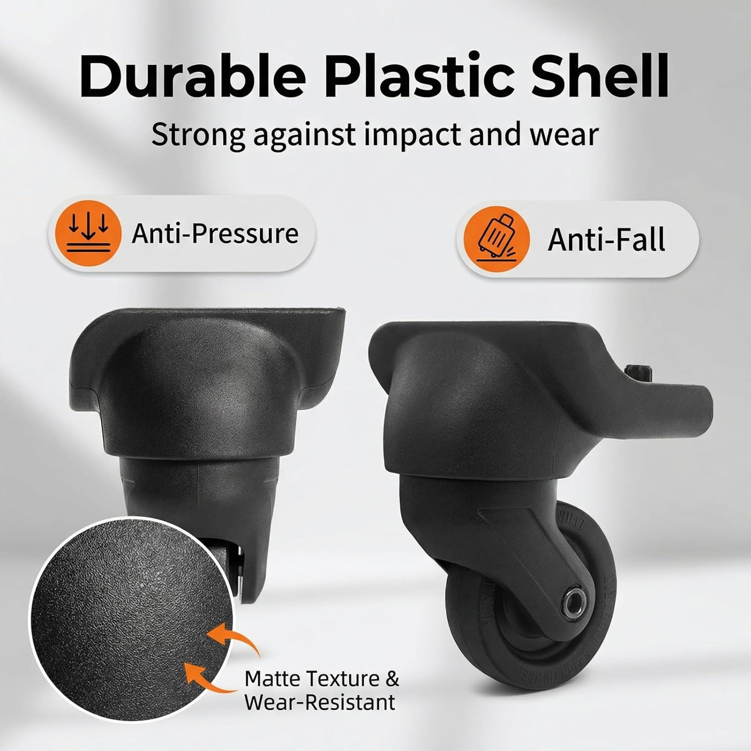 Universal Luggage Wheels Replacement Kit for Suitcase, Steel Core 360° Silent Spinner Wheels for Suitcases - Fits Major Brand Rolling Luggage (4 Pcs)