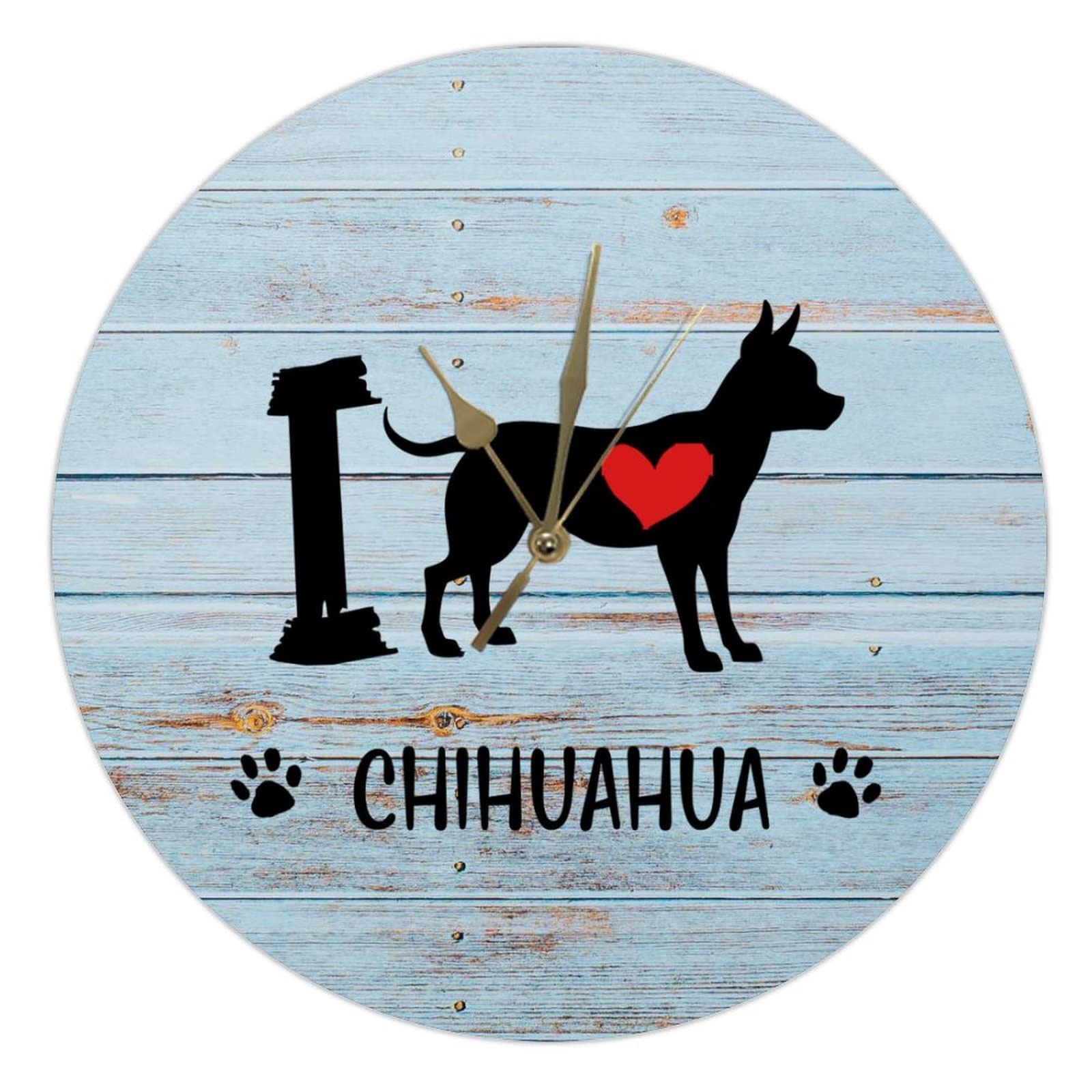 Horloge ronde en bois I Love Dog, l'accessoire indispensable des amoureux des chiens