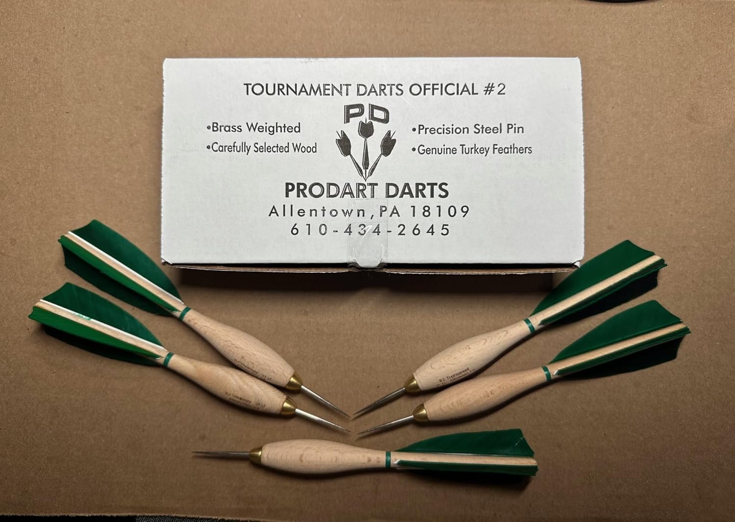 Green Turkey Feather Wood #2 Tournament Darts - Dartball