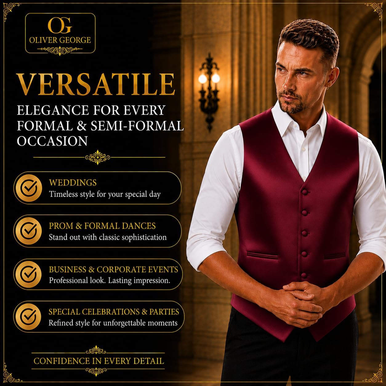 Men's Solid Formal Waistcoat Tuxedo Dress Vest Bow Tie Set for Suit or Tuxedo