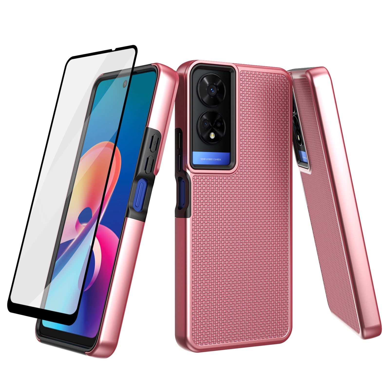 Ailiber for TCL 50XE Phone Case, with Screen Protector, Dual Layer Shockproof Protective, Silicone Bumper Non Slip Back, Heavy Duty Rugged Cell Phone