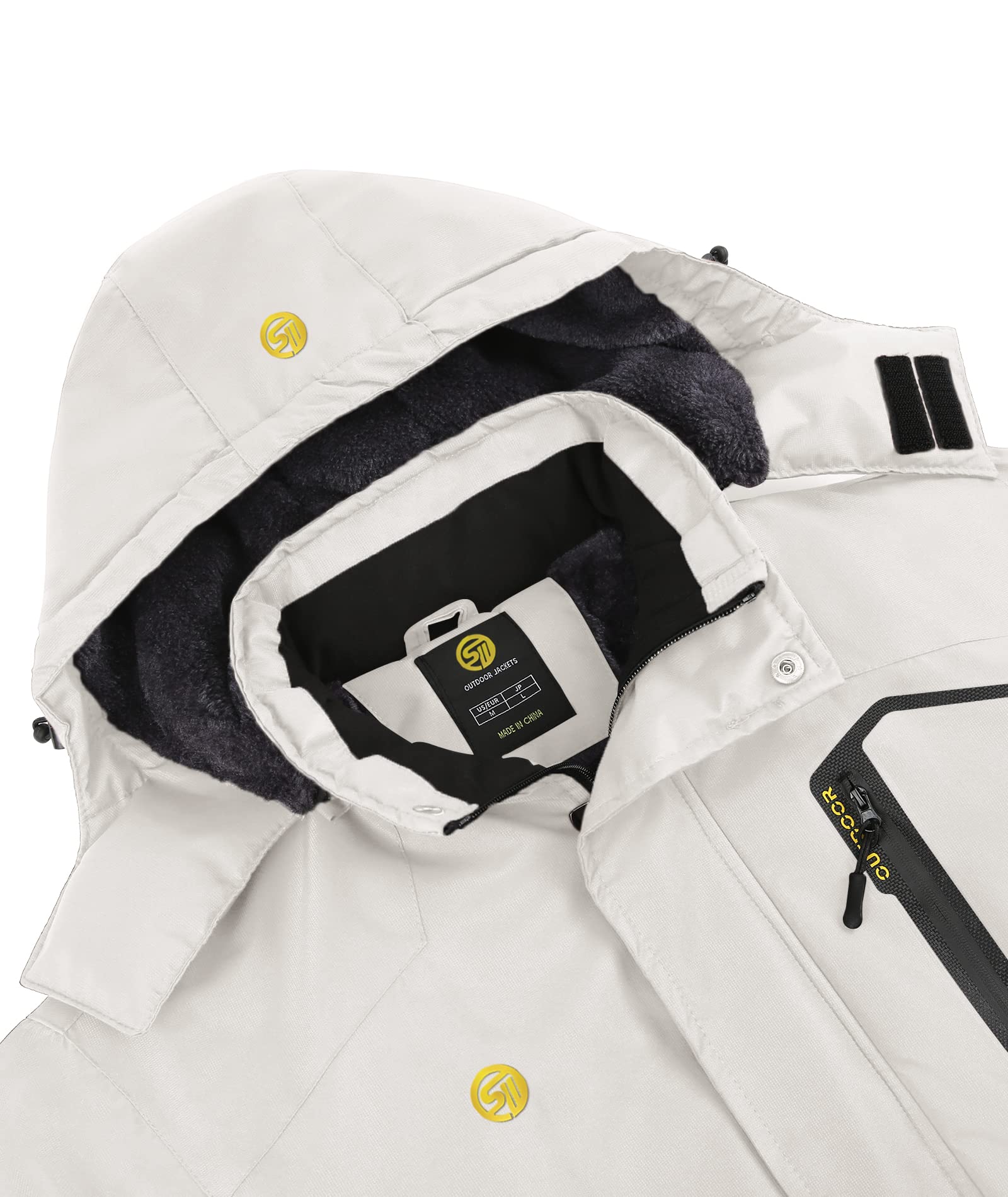 SwissWell Giacca da sci da uomo Giacca in pile spesso impermeabile Giacca a vento foderata calda Giacca con cappuccio staccabile con tasche multiple