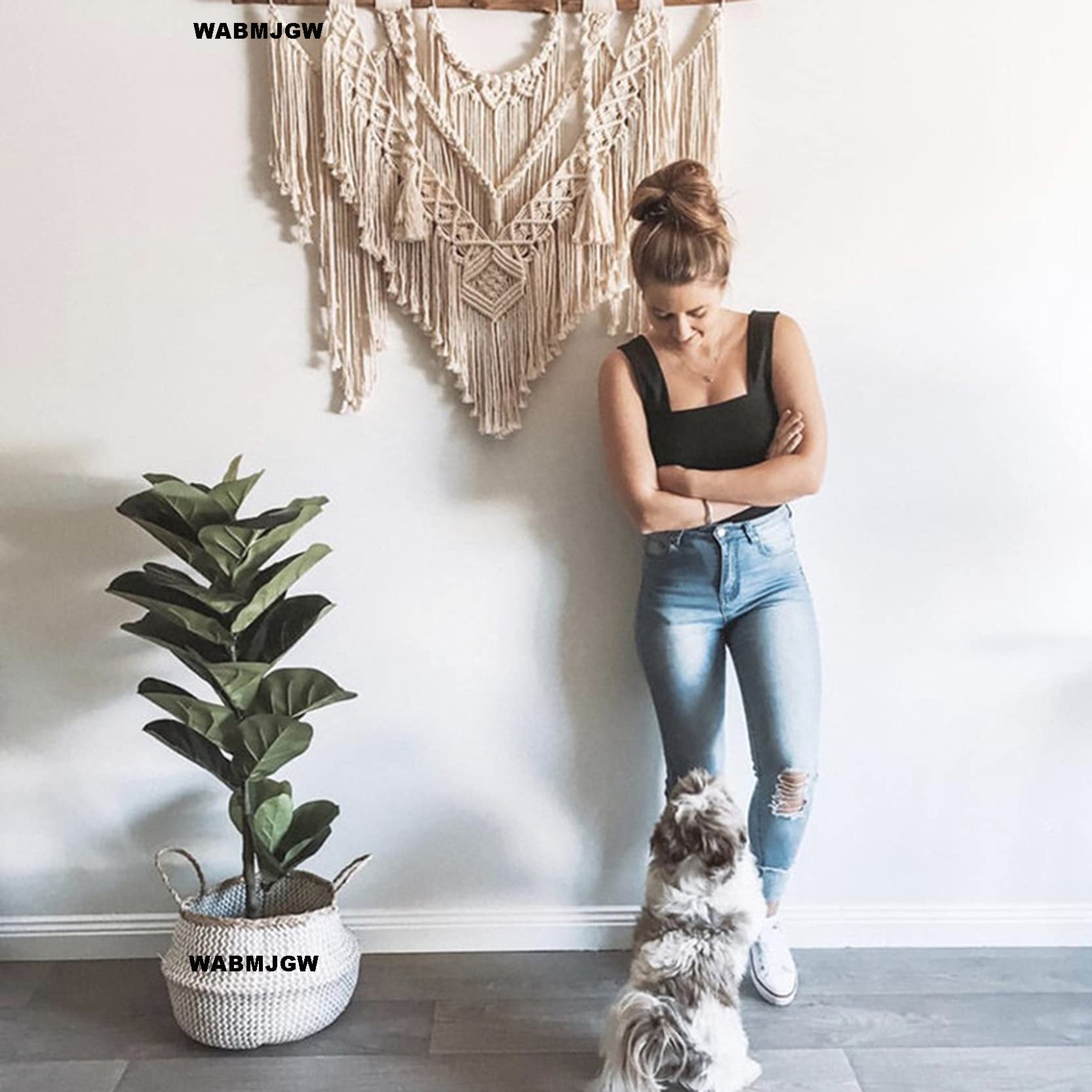 Macramé wandkleed Manolya -Muurdecoratie - handgemaakt - knopen - touw - macrame wall