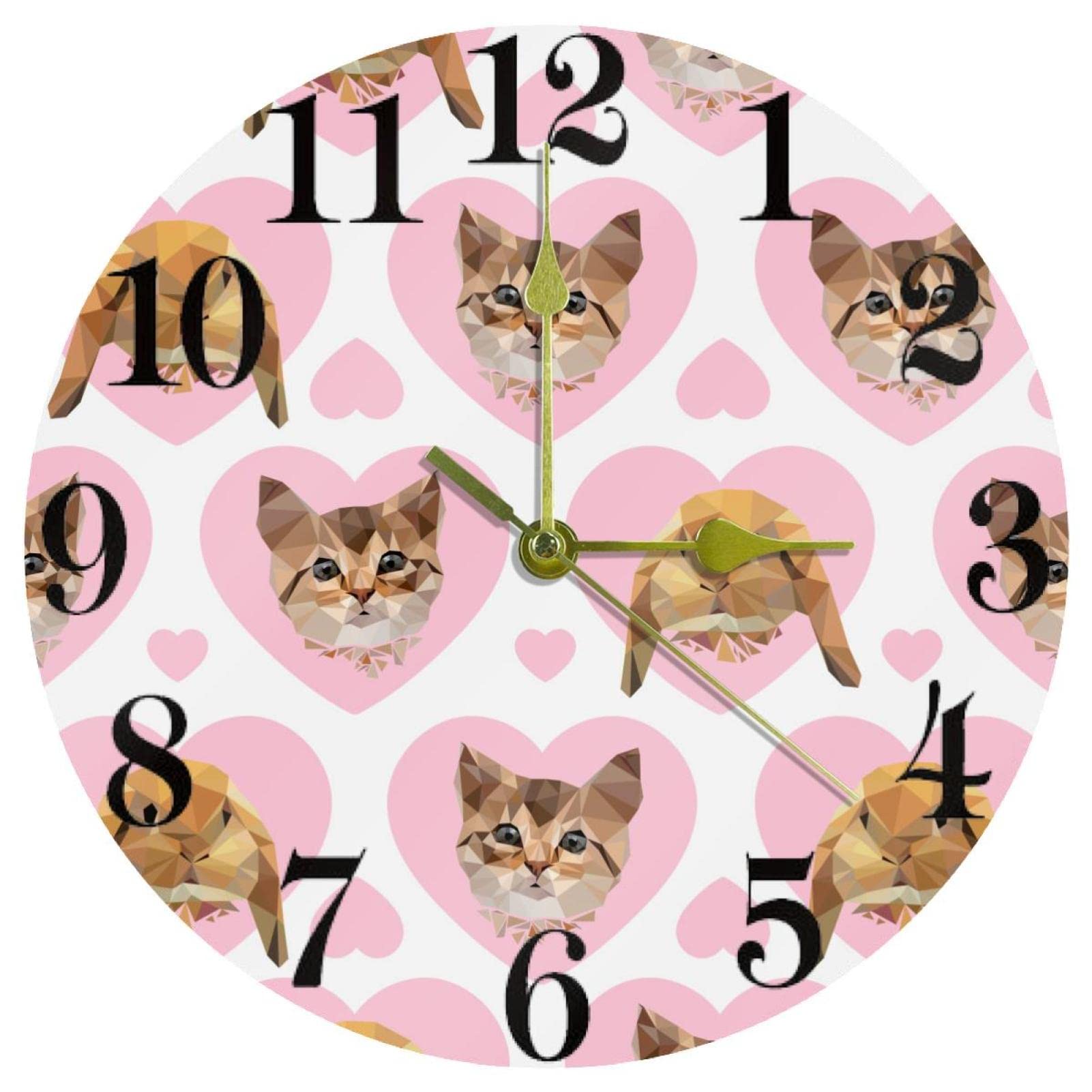 Horloge murale silencieuse sans tic-tac chat rose pour un sommeil paisible