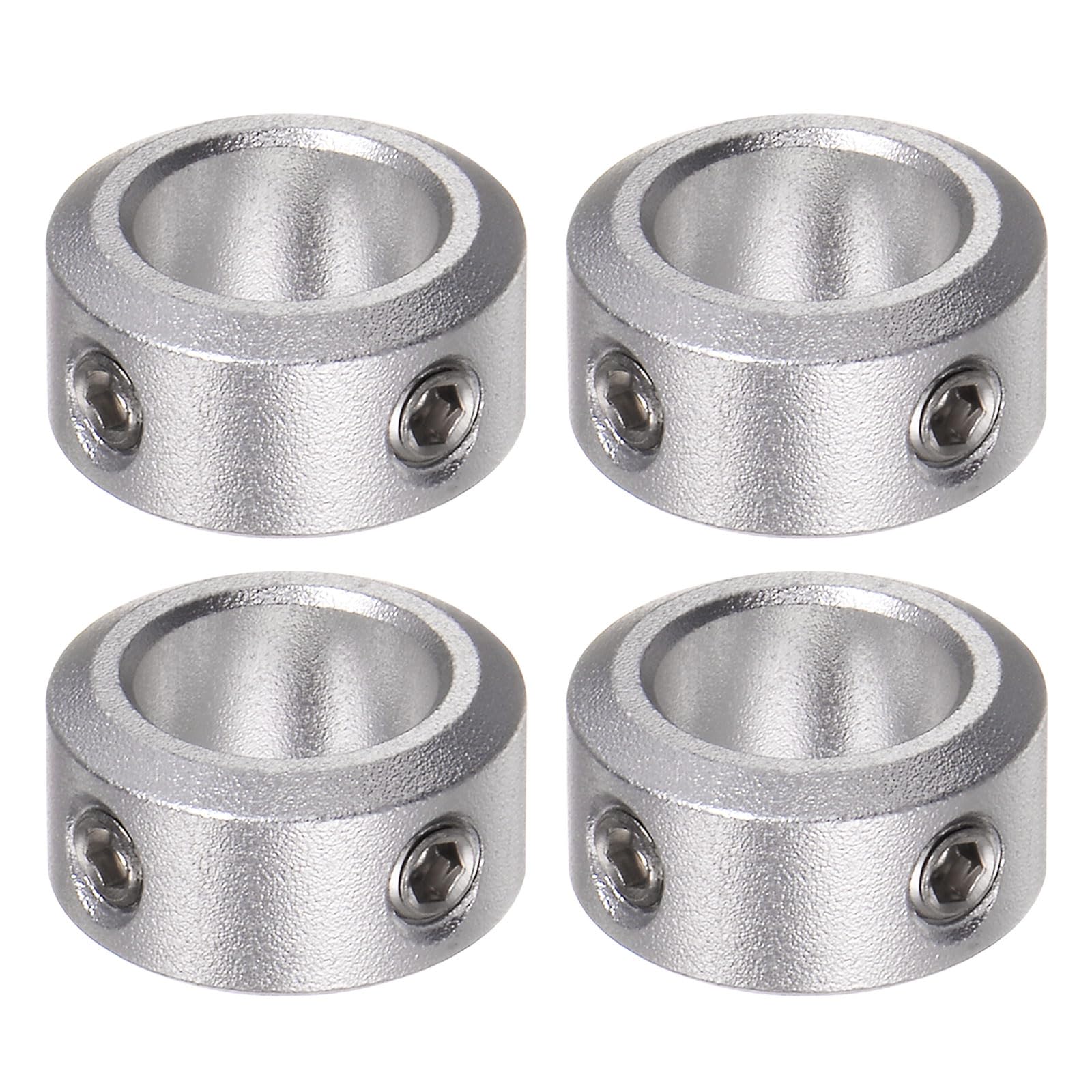 HARFINGTON 4pcs Shaft Collar 10mm Bore Aluminum Alloy Set Screw Shaft Collars, 16mm OD, 8mm Width, for Wheel Barrow Axle, Gearbox Assemblies, CNC