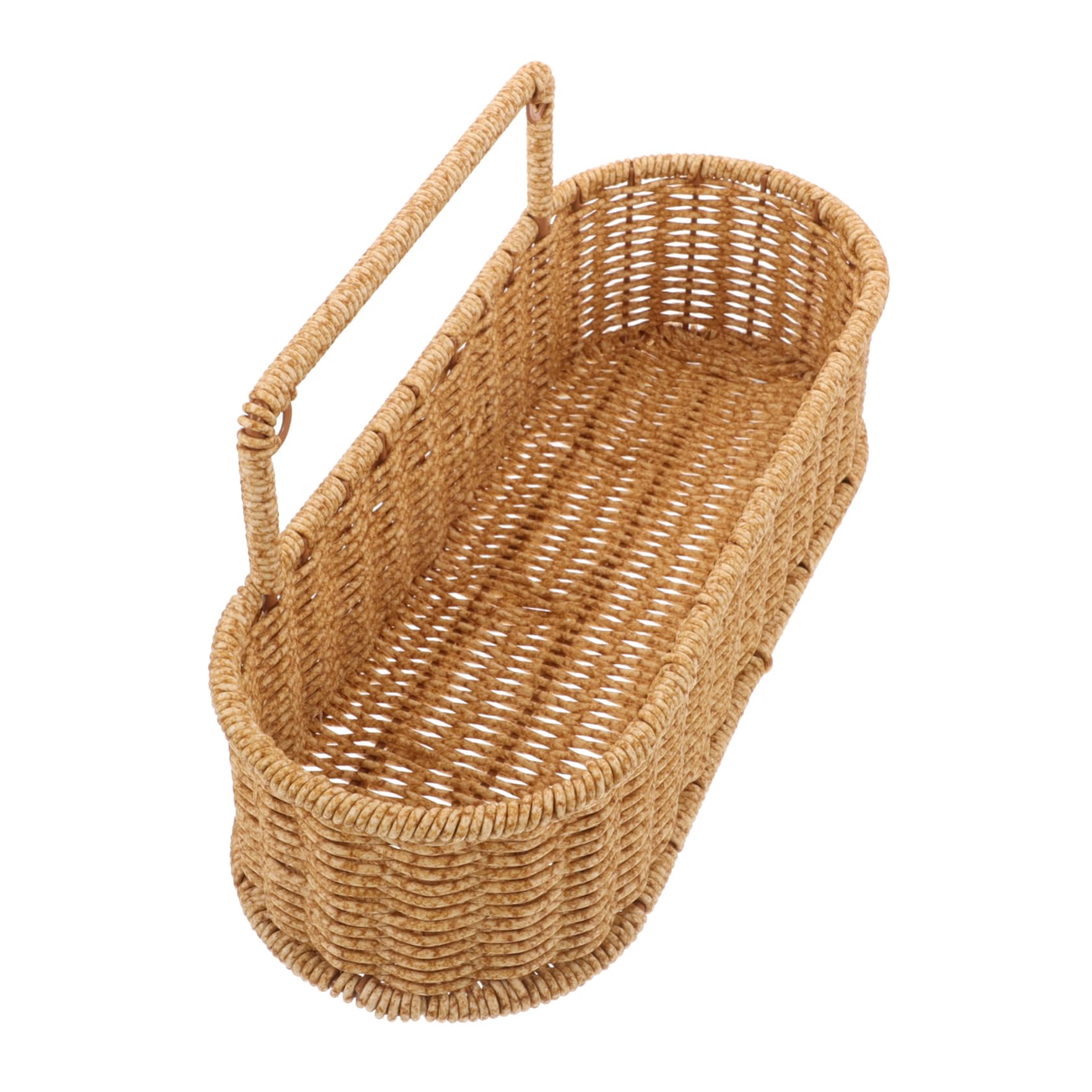 Unomor Imitation Rattan Hanging Storage Basket Decorative Wall Organizer for Bathroom Kitchen Stylish Multi Woven Design No Drill Installation for Sundries Wall