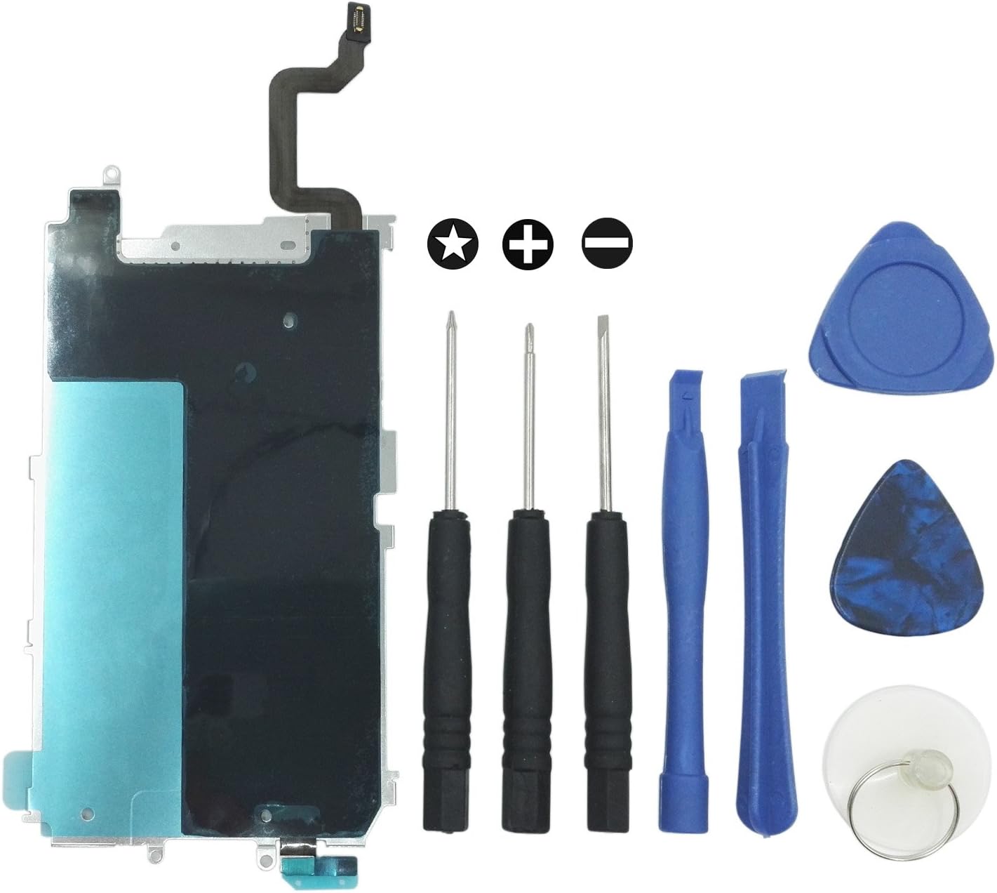 LCD Screen Back Heat Shield Metal Plate with Home Button Flex Cable Replacement Part for iPhone 6 4.7 inch ,with Repair Tool Set for iPhone