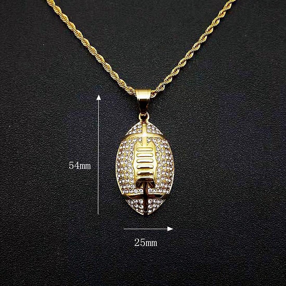 Iced Out Pendant American Football Necklace for Men Anthletes Hip Hop Iced Out Chain Sports Pendant Rap Punk Rock Clubs Disco Diamond Bling Women jewelry Cuban Link chain for men - Image 2