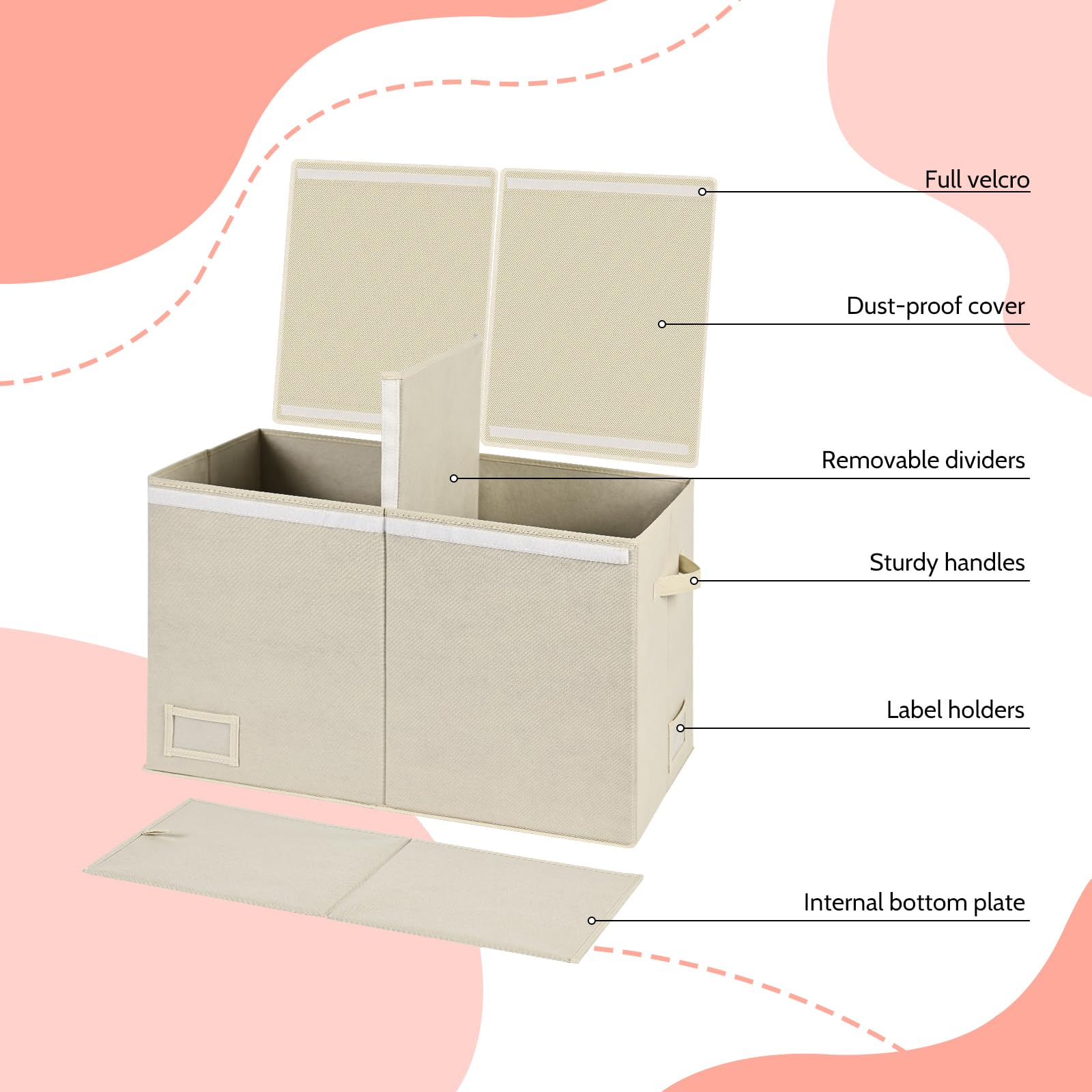 KR KITCHENRAKU Toy Storage Box for Boys Girls Large Storage Chest with Lid and Label Holders - Image 2