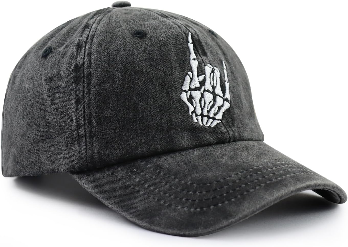 Skeleton Hand Hat for Men Women, Funny Adjustable Cottom Embroidered Skull Finger Baseball Cap - Image 3