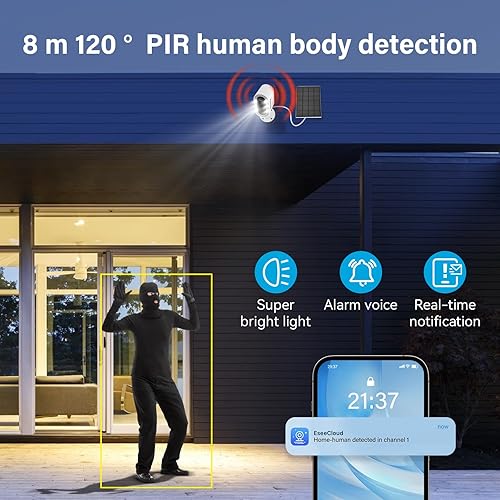 Miniatura 2 de Sistema de cámaras de seguridad solares inalámbrico para exteriores con monitor, 2 cámaras de vigilancia en el hogar, visión nocturna a color,