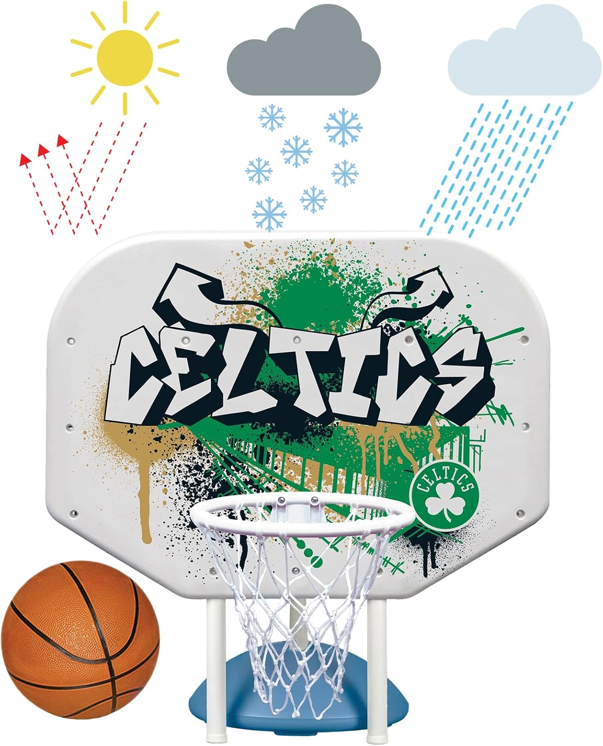 Poolmaster NBA Graffiti Pro Rebounder Poolside Basketball Goal Set with Base, Backboard, Hoop, Net, and Ball