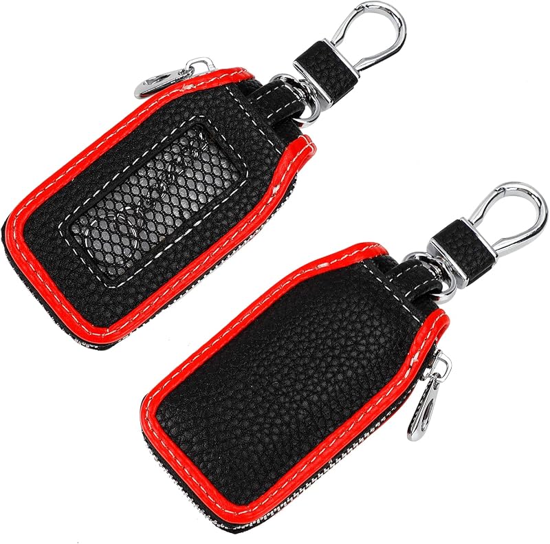 Kit com 2 Capas para Chave de Carro em Couro Legítimo syihah com Zíper e Argola