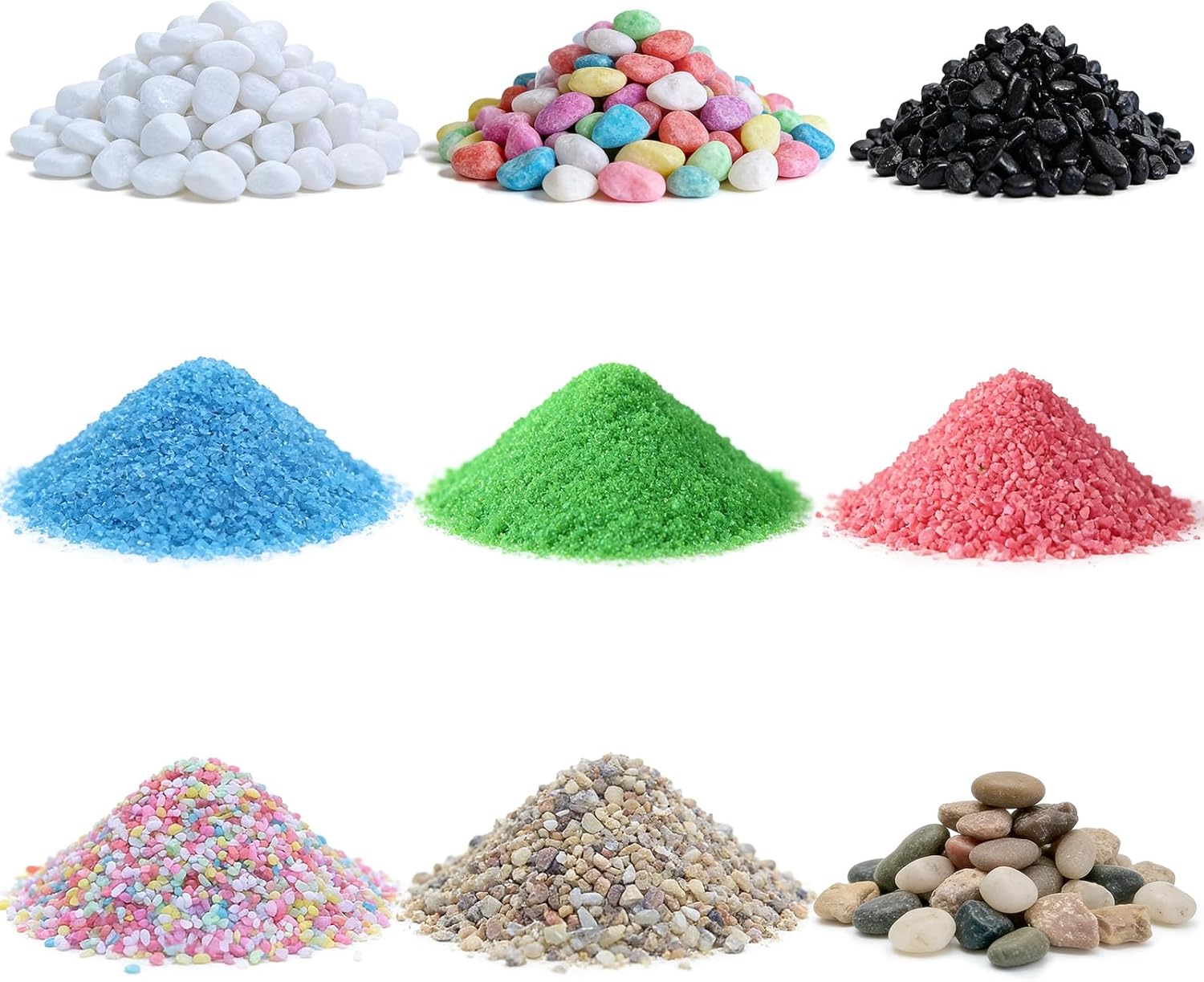 Warmtree Basing Material Kit,9 Pack Miniature Landscape Rocks, Tabletop Layout Terrain Materials Scenery, Sand and Stone Garden Stone Kit Fish Tank Decor, Material Diorama Supplies Scenery
