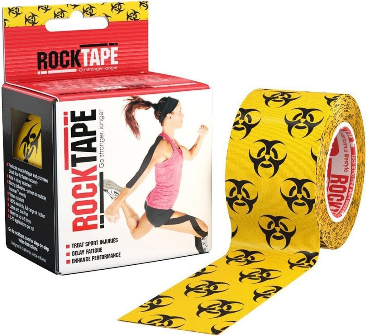 RockTape Standard Uncut Kinesiology Tape- Reduces Pain, Swelling, and Muscle Tightness,180% Stretch for Full Range of Motion,Provides Support and Comfort for 3-5 Days,5cm x 5m,Cow Print