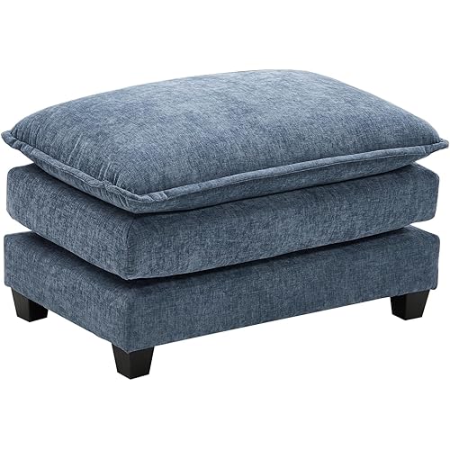 Ihanherry Ottoman for Modular Sectional Cloud Sofa, Chenille Deep Seat Couch for Apartment, Living Room and Bedroom, Blue