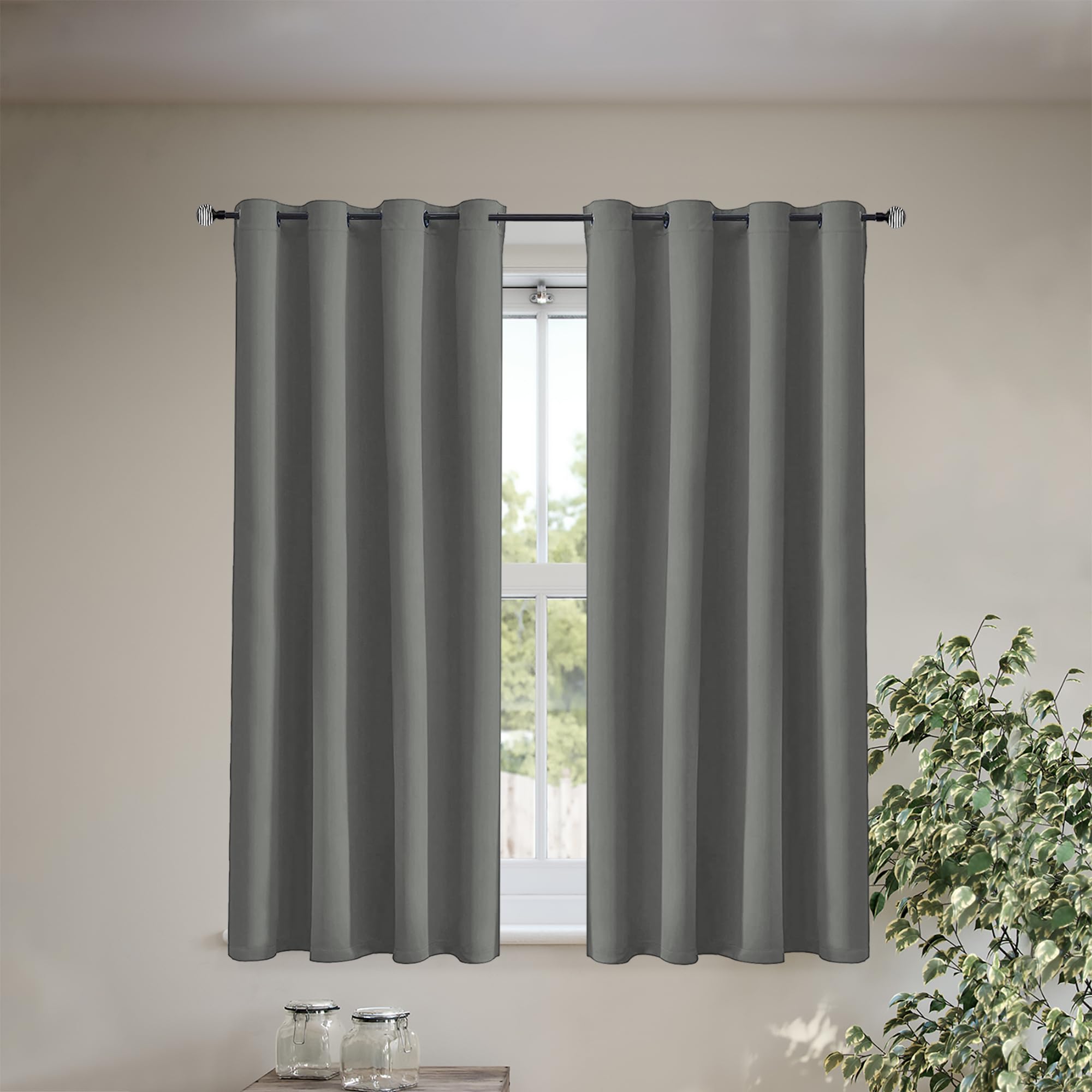 Gardinenschals Verdunkelungsvorhang Gardinen Blickdicht Vorhang Schlafzimmer mit Ösen, 1 Stück (Grau, 70 x 120 cm)