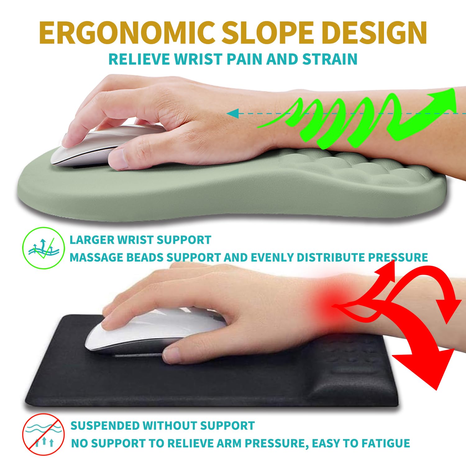 MoKo Tapis De Souris Avec Repose-main, Coussin En Gel, Ergonomique, Surélevé, Repose-poignet En Mousse