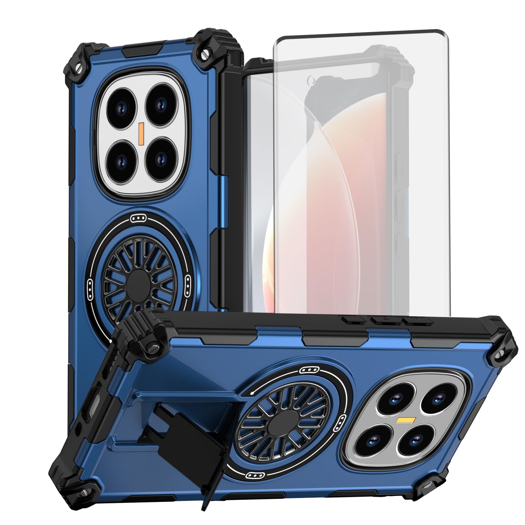 Coque Xiaomi Redmi Note 14 Pro 5G Asuwish avec protège-écran et béquille bleu - 8