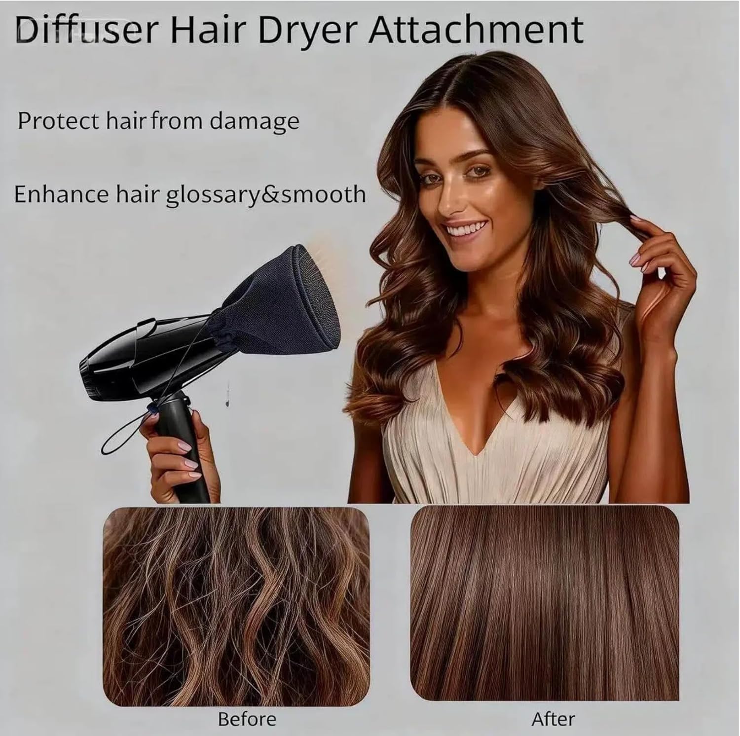 Hair Dryer Diffuser Attachment - Adjustable, Fits Most Hair Dryers, Compact & Portable - Image 2
