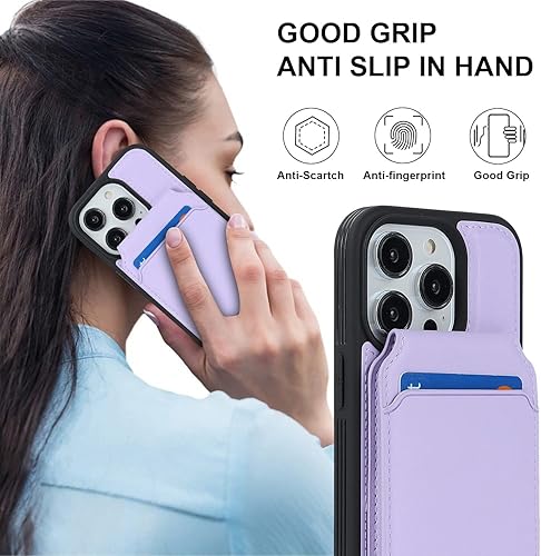 Miniatura 5 de Funda para iPhone 14 Pro con tarjetero de crédito, caja fuerte para iPhone 14 Pro, funda de cuero para mujer, compatible con mag Safe Wallet