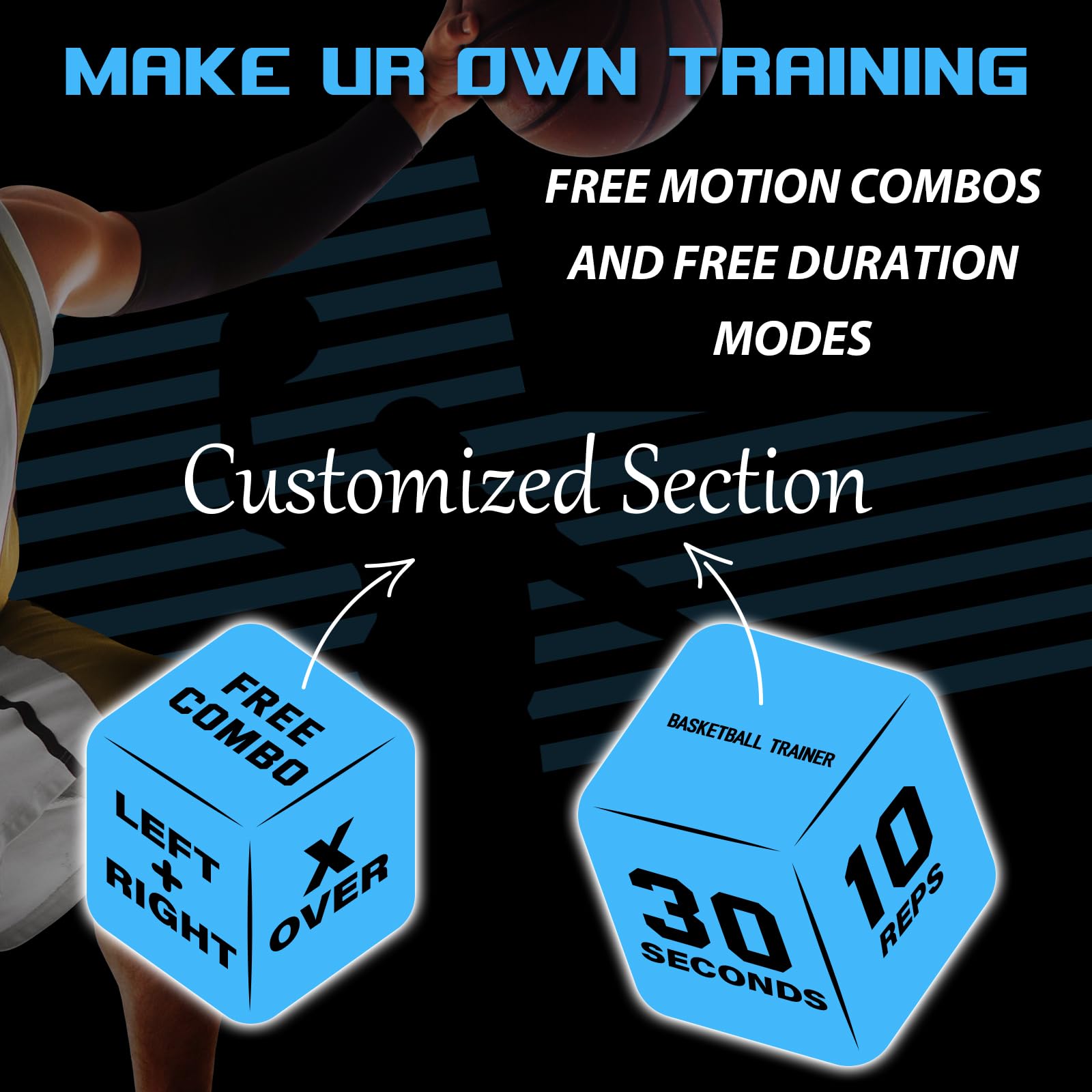 SIRUITON Basketball Skill Dice (2pcs-blue), Fun & Travel-Friendly Practice Gadget for Training Drills for Boy Girl - Image 3
