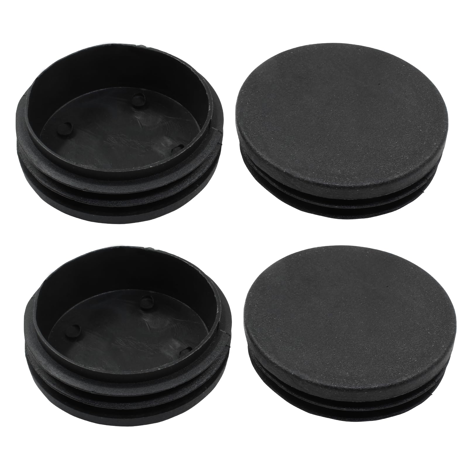 4 Pack 3" Round Plastic Plug Tubing End Caps (Black)