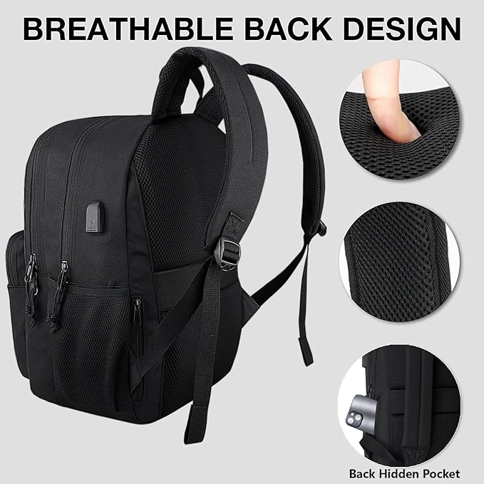 Mochila urbana para notebook con puerto USB negra miniatura 4