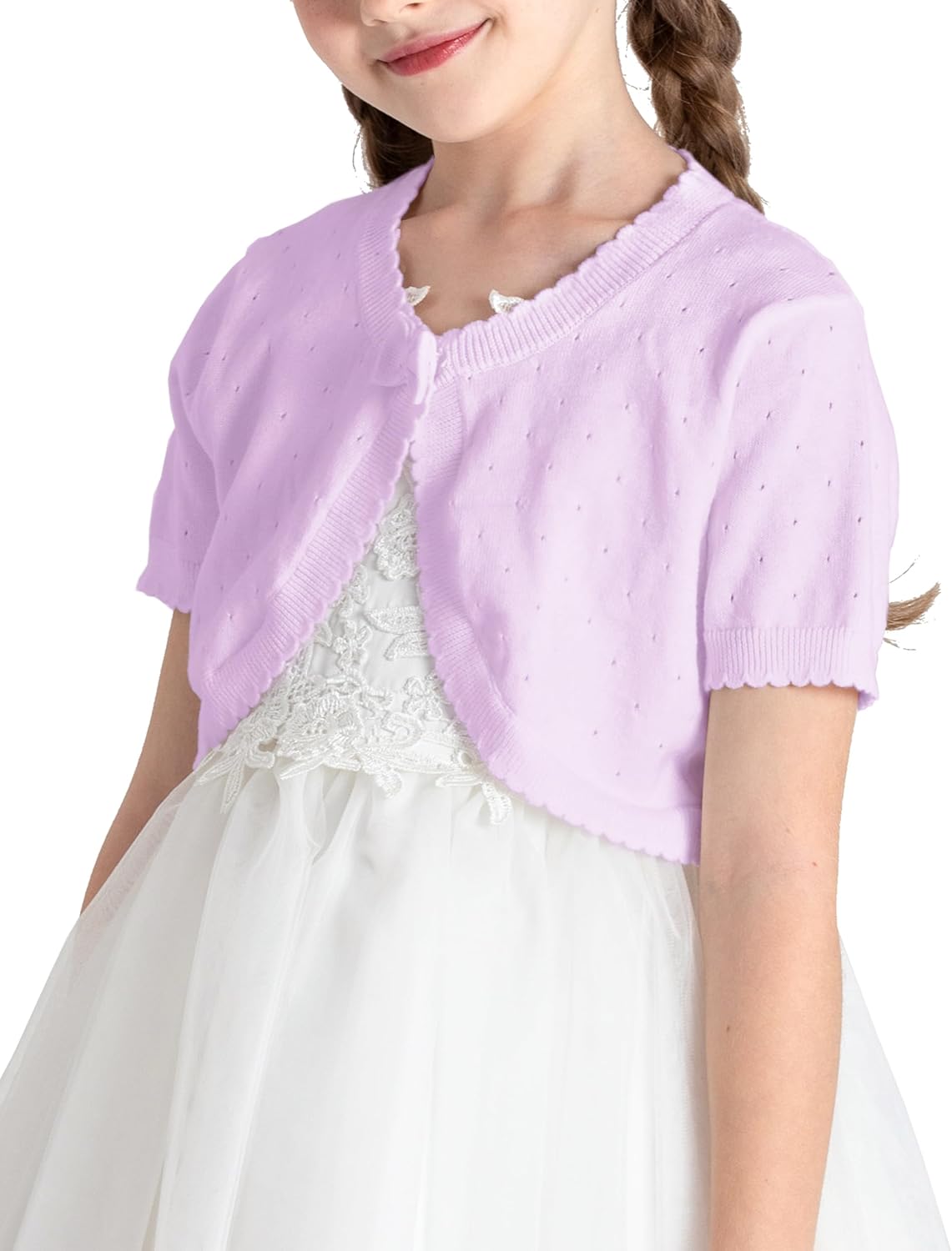 BOBOYOYO Short Sleeve Girls Shrug Cotton Knit Girls Cardigan Childrens Bolero Dress Sweater Toddler Shawl Cover Up for 3-14Y - Image 7