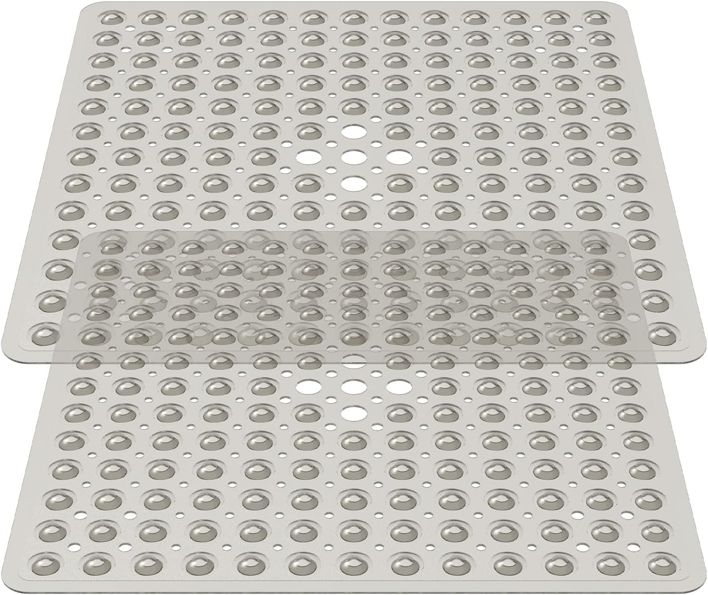 Bath Tub and Shower Mats Non Slip Easy to Clean Square Shower Bathtub Mat Comfortable Shower Stall Floor Mat Bathtub Mat with Drain Holes for Bathroom US(2,Transparent gray)
