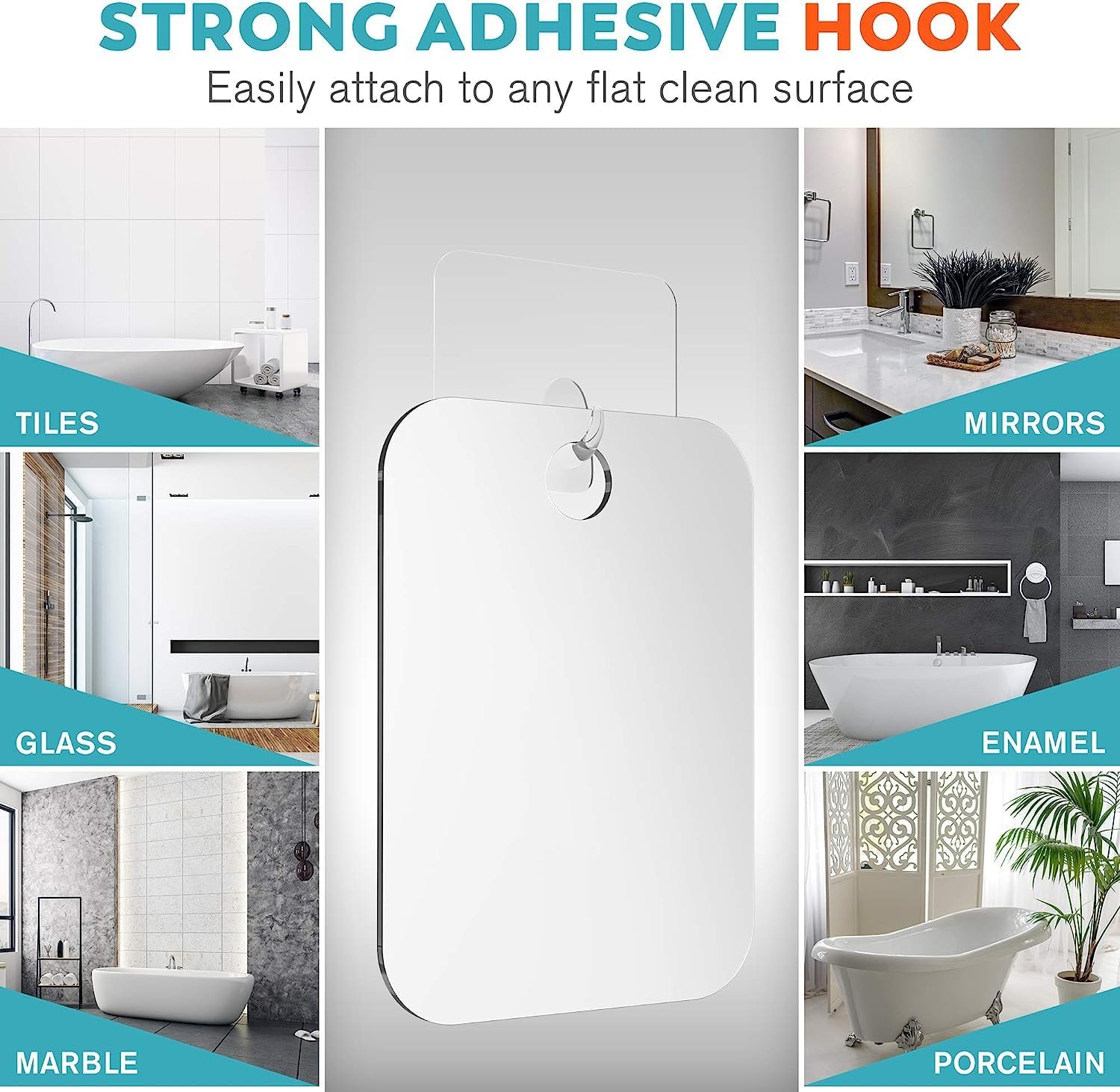 HONEYBULL Fogless Shower Mirror for Shaving, No Drill Mount, Compact 8x10in image 5
