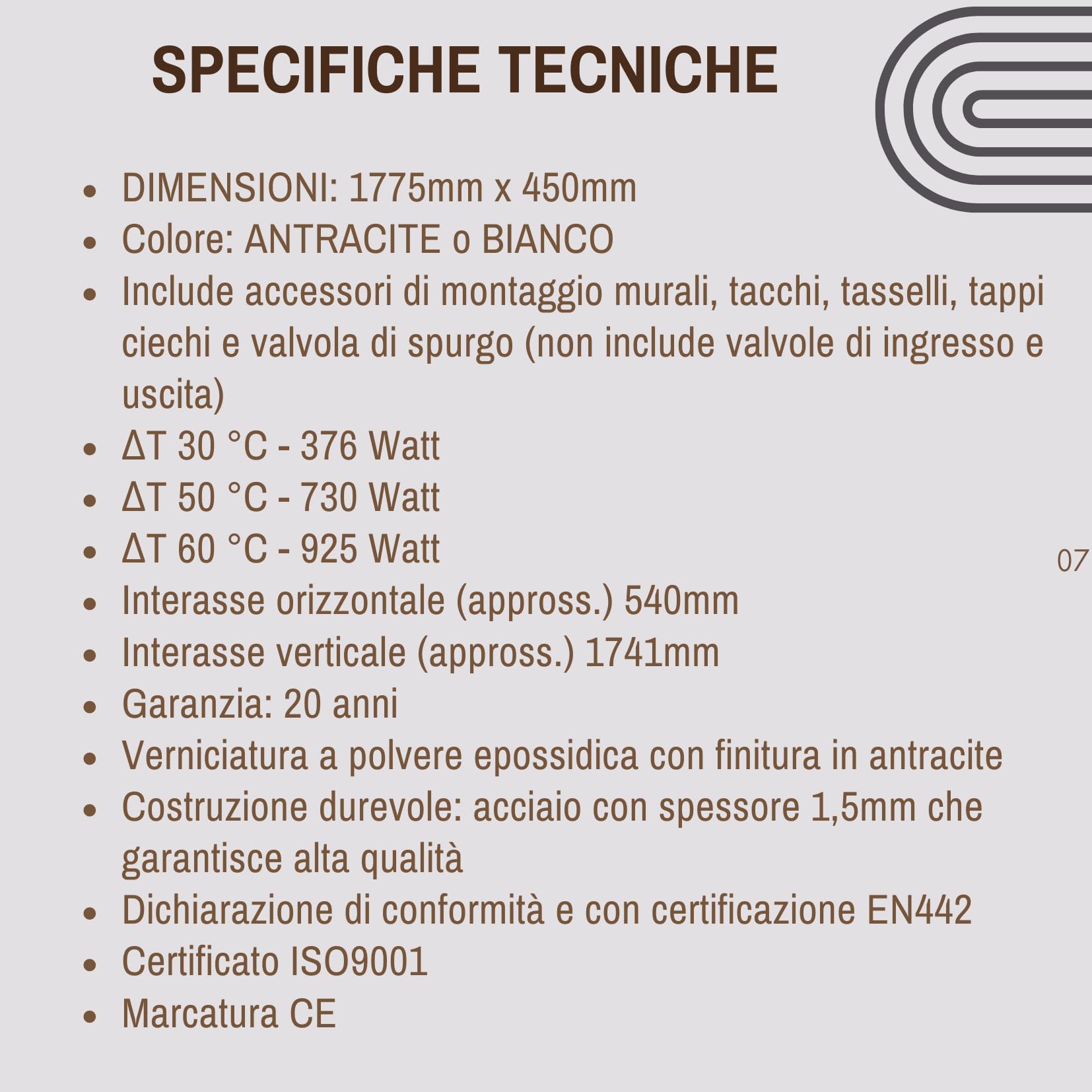 Termoarredo Scaldasalviette Design Moderno Colore Antracite o Bianco - 1775mm x 450mm Riceverete Un SMS per la Scelta del Colore subito Dopo l'acquisto